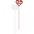 Floristik24 Tapón flor corazón rojo tapón decorativo de madera Love 7cm 12pcs