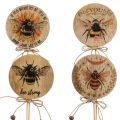 Floristik24 Tapón flor tapón decorativo abeja de madera con frase 7x27,5cm 12 piezas