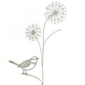 Floristik24 Tapón flor metal deco allium pájaro blanco 20×52cm