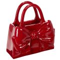 Floristik24 Jarrón decorativo con forma de bolso y lazo, acabado brillante, 22 cm.