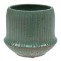 Floristik24 Macetero macetero de cerámica con ranuras verde claro Ø14,5cm H12,5cm
