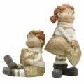 Floristik24 Figuras decorativas hermanito y hermana oro, purpurina 10 / 6.5cm juego de 2