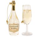 Juego de colgante con botella y copa de champán, decoración para árbol de Navidad, 14 cm, 2 piezas | Floristik24.es