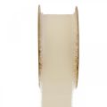 Floristik24 Cinta de gasa cinta de tela crema con flecos 40mm 15m