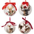 Bola de Navidad con motivo de ciervo y cinta para colgar, 7 cm, 4 unidades | Floristik24.es