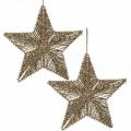 Floristik24 Decoraciones para árboles de Navidad, decoraciones de Adviento, colgante de estrella Dorado B25.5cm 4pcs