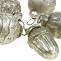 Floristik24 Mini decoraciones para árboles frutas y bolas de otoño nácar, plata antigua cristal real 3,4–4,4 cm 10 piezas