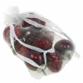 Floristik24 Mini decoración de árbol mezcla frutas y bolas de otoño rojo, plateado vidrio real 3.4–4.4cm 10 piezas