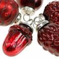 Floristik24 Mini decoración de árbol mezcla frutas y bolas de otoño rojo, plateado vidrio real 3.4–4.4cm 10 piezas