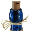 Floristik24 Botella de vidrio botellas azul marítimo con LED H28cm 2 piezas