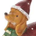 Figura decorativa de perro salchicha con paquete de regalo y sombrero, 18 cm. | Floristik24.es