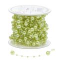 Floristik24 Cinta decorativa con perlas verde claro 6mm 15m