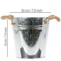 Maceta decorativa de metal con asas de cuerda, Ø20cm | Floristik24.es