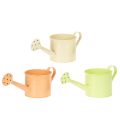 Floristik24 Juego de regaderas decorativas en tonos pastel salmón, verde y verde amarillento - maceta de metal Ø11cm H10cm, 8 piezas