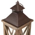 Farol decorativo madera farol vintage de madera marrón 17×17×50cm | Floristik24.es