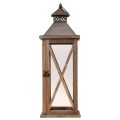 Farol decorativo madera farol vintage de madera marrón 17×17×50cm | Floristik24.es