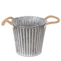Floristik24 Maceta decorativa para plantar, maceta de metal con asas, decoración de metal estilo shabby chic Ø21,5 cm