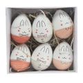 Floristik24 Huevos decorativos con cara blanco, rosa, gris 7cm 6ud