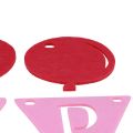 Floristik24 Guirnalda decorativa de cadena de banderines de cumpleaños de fieltro rosa 300cm