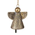 Campana decorativa Ángel de Navidad, decoración de campana de Navidad aspecto antiguo dorado 21cm