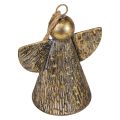Campana decorativa Ángel de Navidad, decoración de campana de Navidad aspecto antiguo dorado 21cm