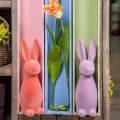 Floristik24 Deco conejo flocado albaricoque, decoración de Pascua H30cm 2pcs