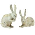 Floristik24 Conejos decorativos sentados de pie oro blanco Al.12,5x16,5cm 2ud