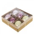 Floristik24 Deco Huevos de Pascua para colgar decoraciones de Pascua de vidrio rosa/verde 6 piezas