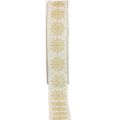Floristik24 Cinta navideña cinta de regalo copo de nieve blanco 25mm 20m