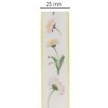 Cinta de regalo con estampado floral Bellis para manualidades y embalaje, 25 mm x 20 m | Floristik24.es