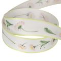 Cinta de regalo con estampado floral Bellis para manualidades y embalaje, 25 mm x 20 m | Floristik24.es