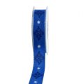 Floristik24 Cinta de regalo para la decoración azul con patrón 25mm 20m