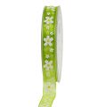 Floristik24 Cinta decorativa verde con motivo de flores 15mm 20m