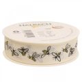 Floristik24 Cinta decorativa abejas cinta crema 25mm 18m