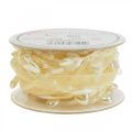 Floristik24 Cinta decorativa crema corazones perlas decoración boda 10mm 5m