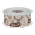 Floristik24 Cinta navideña ciervo cinta de regalo marrón 40mm 20m