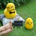 Floristik24 Figura decorativa pato con gafas amarillo, divertida decoración veraniega, pato decorativo flocado