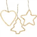 Floristik24 Cuentas navideñas decorativas de madera corazón estrella árbol Al. 13 cm 6 piezas