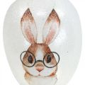 Floristik24 Deco percha vidrio deco huevos conejo con gafas brillo 5x8cm 6pcs