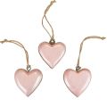 Floristik24 Percha decorativa madera corazones decoración rosa claro brillante 6cm 8ud