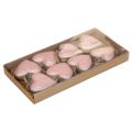 Floristik24 Percha decorativa madera corazones decoración rosa claro brillante 6cm 8ud