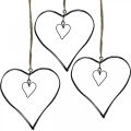 Corazón decorativo para colgar metal corazón negro 10,5cm 6uds