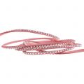 Floristik24 Correa de cuero Cable de cinta rosa con remaches 3mm 15m