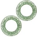 Floristik24 Corona decorativa de malla metálica verde para proyectos de bricolaje, 19 cm, 2 piezas