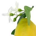 Floristik24 Fruta decorativa, limones con hojas amarillas 9,5cm 4uds