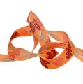 Floristik24 Cinta decorativa con motivo de hojas naranja 25mm 20m