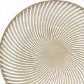 Floristik24 Plato decorativo redondo blanco marrón ranuras decoración de mesa Ø35cm H3cm
