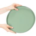 Plato decorativo redondo verde sobre soporte para mesa, 30 cm. | Floristik24.es