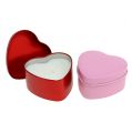 Floristik24 Velas perfumadas en forma de corazón rosa / rojo 7cm x3.5cm 2pcs