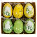 Floristik24 Ramo de huevos de Pascua decorativo para colgar amarillo, verde surtido H7cm 6ud